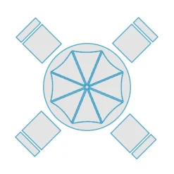 The Outdoor Patio Store 5pc Dining And Umbrella Cover Set | 1x Umbrella Cover, 1x Round Dining Table Cover, 4x Regular Chair Covers Patio Furniture Covers