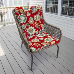 Jordan Manufacturing Outdoor Knife Edge Euro Style Chair Cushion-DAELYN CHERRY RICHLOOM