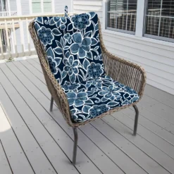 Jordan Manufacturing Outdoor Knife Edge Euro Style Chair Cushion-HALSEY NAVY RICHLOOM Custom Order Cushions