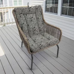 Jordan Manufacturing Outdoor Knife Edge Euro Style Chair Cushion-TALIA NOIR RICHLOOM