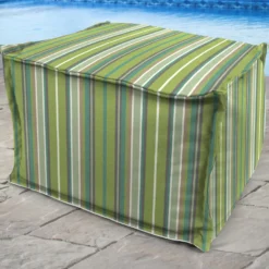 Jordan Manufacturing 20" Square Outdoor Bead Filled Pouf/Ottoman- Sunbrella FOSTER SURFSIDE RAVEN