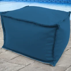 Jordan Manufacturing 20" Square Outdoor Bead Filled Pouf/Ottoman- Sunbrella CAVAS REGATTA GLEN RAVEN Custom Order Cushions