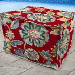 Jordan Manufacturing Custom Order Cushions 20" Square Outdoor Bead Filled Pouf/Ottoman-DAELYN CHERRY RICHLOOM
