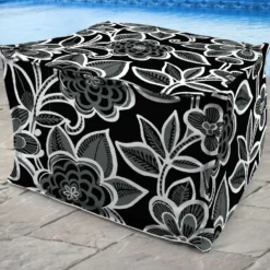 Jordan Manufacturing Custom Order Cushions 20" Square Outdoor Bead Filled Pouf/Ottoman-HALSEY SHADOW RICHLOOM