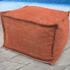 Jordan Manufacturing 20" Square Outdoor Bead Filled Pouf/Ottoman-TORY SUNSET RICHLOOM Custom Order Cushions