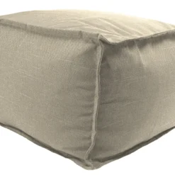 Jordan Manufacturing 20" Square Outdoor Bead Filled Pouf/Ottoman-TORY BISQUE RICHLOOM