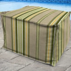 Jordan Manufacturing 20" Square Outdoor Bead Filled Pouf/Ottoman-TERRACE SUNRISE RICHLOOM Custom Order Cushions