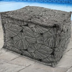 Jordan Manufacturing 20" Square Outdoor Bead Filled Pouf/Ottoman-TALIA NOIR RICHLOOM