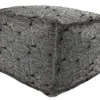 Jordan Manufacturing 20" Square Outdoor Bead Filled Pouf/Ottoman-TALIA NOIR RICHLOOM