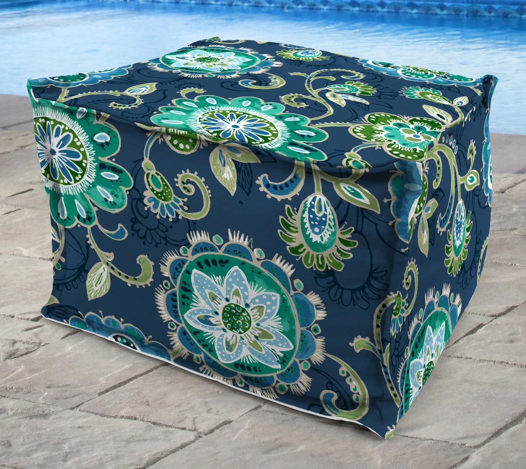 Jordan Manufacturing Custom Order Cushions 20" Square Outdoor Bead Filled Pouf/Ottoman-FANFARE CAPRI 2 Jordan Manufacturing Custom Order Cushions 20" Square Outdoor Bead Filled Pouf/Ottoman-FANFARE CAPRI
