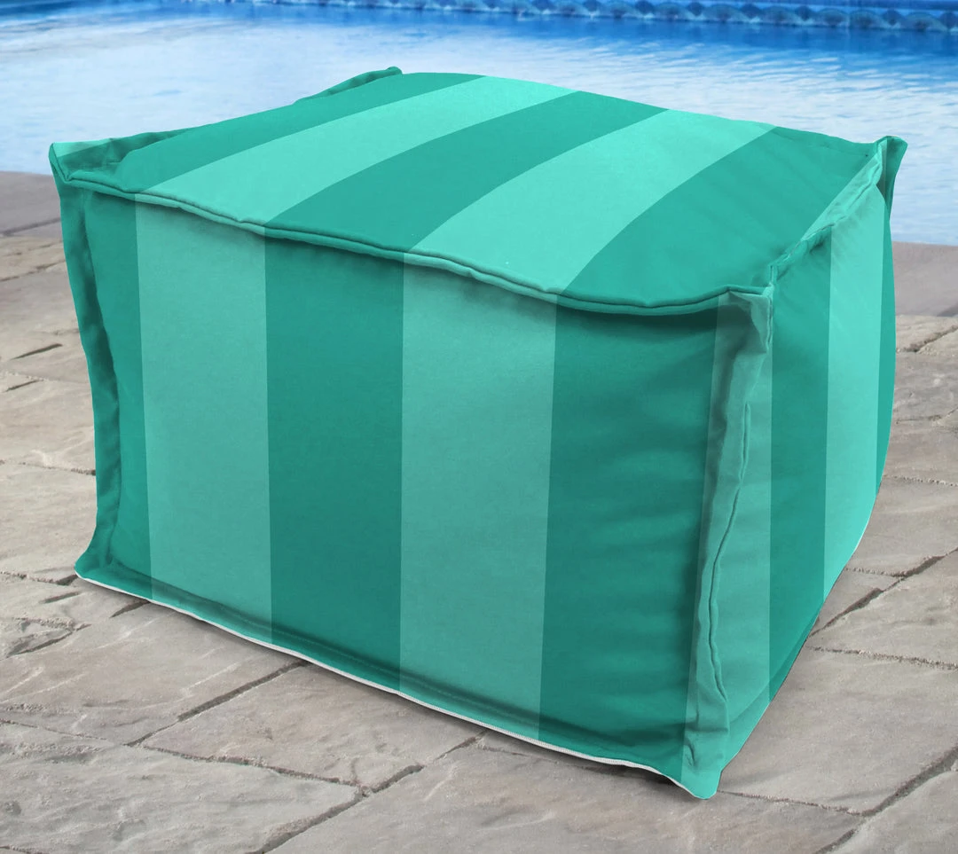 Jordan Manufacturing Custom Order Cushions 20" Square Outdoor Bead Filled Pouf/Ottoman-PREVIEW LAGOON 2 Jordan Manufacturing Custom Order Cushions 20" Square Outdoor Bead Filled Pouf/Ottoman-PREVIEW LAGOON