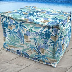 Jordan Manufacturing Custom Order Cushions 20" Square Outdoor Bead Filled Pouf/Ottoman-BALLYFIN BAY BLUE RICHLOOM