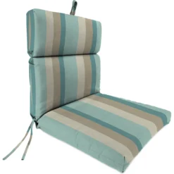 Jordan Manufacturing Outdoor French Edge Dining Chair Cushion- Sunbrella GETAWAY MIST GLEN RAVEN