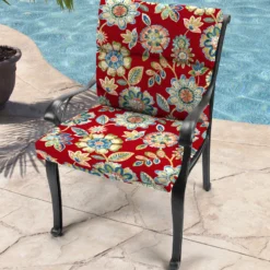 Jordan Manufacturing Custom Order Cushions Outdoor French Edge Dining Chair Cushion-DAELYN CHERRY RICHLOOM