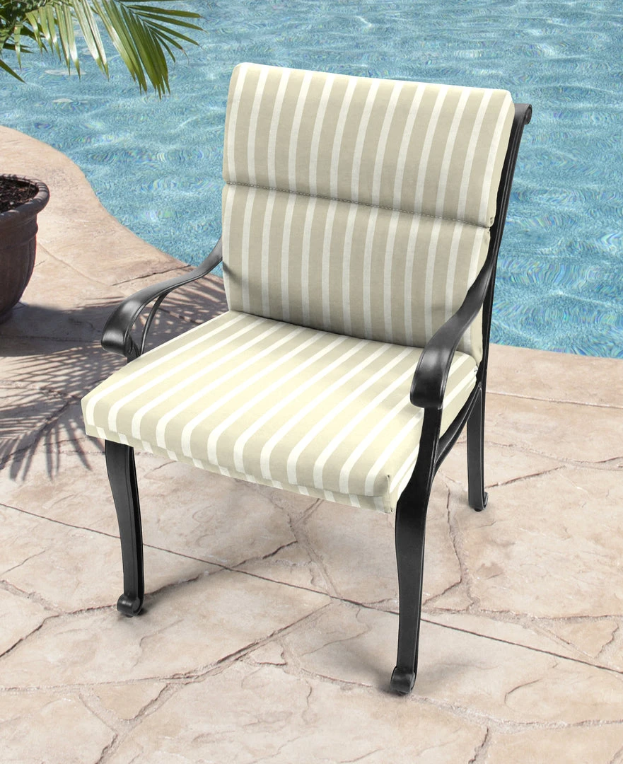 Jordan Manufacturing Outdoor French Edge Dining Chair Cushion- Sunbrella CAST MIST GLEN RAVEN 2 Jordan Manufacturing Outdoor French Edge Dining Chair Cushion- Sunbrella CAST MIST GLEN RAVEN