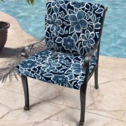 Jordan Manufacturing Outdoor French Edge Dining Chair Cushion-HALSEY NAVY RICHLOOM Custom Order Cushions