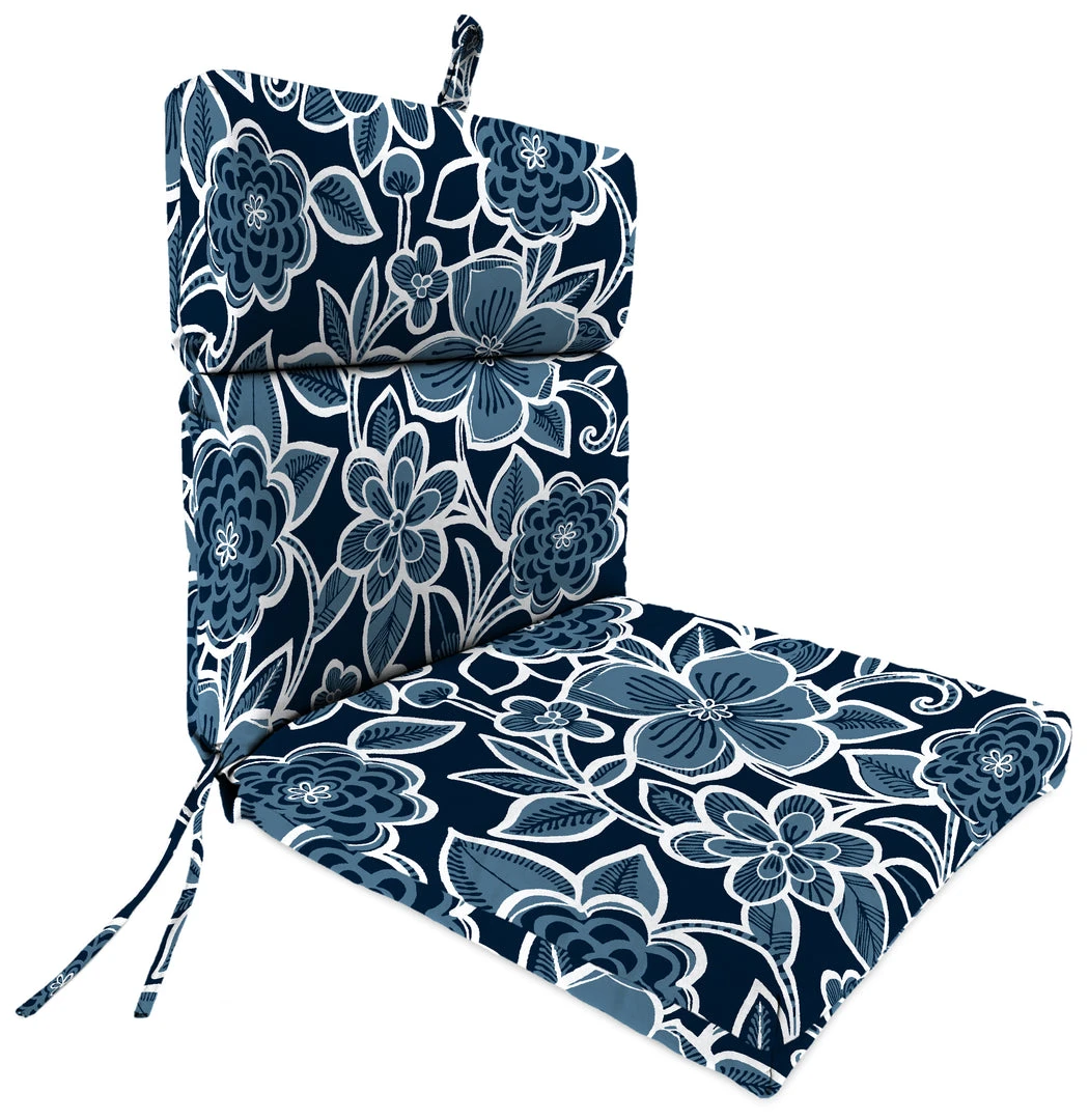 Jordan Manufacturing Outdoor French Edge Dining Chair Cushion-HALSEY NAVY RICHLOOM Custom Order Cushions 1 Jordan Manufacturing Outdoor French Edge Dining Chair Cushion-HALSEY NAVY RICHLOOM Custom Order Cushions