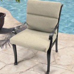 Jordan Manufacturing Outdoor French Edge Dining Chair Cushion-TORY BISQUE RICHLOOM