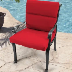 Jordan Manufacturing Custom Order Cushions Outdoor French Edge Dining Chair Cushion- Sunbrella CANVAS JOCKEY ACR RED ACR GLEN RAVEN