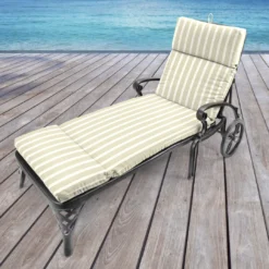 Jordan Manufacturing Custom Order Cushions Outdoor French Edge Chaise Lounge Cushion- Sunbrella CAST MIST GLEN RAVEN