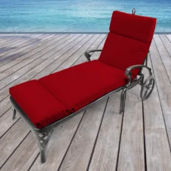 Jordan Manufacturing Outdoor French Edge Chaise Lounge Cushion-MCHUSK BERRY RICHLOOM
