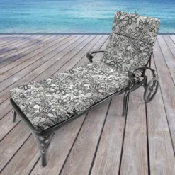 Jordan Manufacturing Outdoor French Edge Chaise Lounge Cushion-COPELAND NOIR RICHLOOM Custom Order Cushions