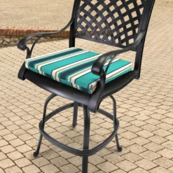 Jordan Manufacturing Set Of 2 Outdoor French Edge Seat Cushions- Sunbrella TOKEN SURFSIDE GLEN RAVEN Custom Order Cushions