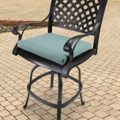 Jordan Manufacturing Set Of 2 Outdoor French Edge Seat Cushions- Sunbrella SHORE LINEN GLEN RAVEN Custom Order Cushions