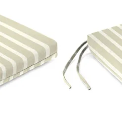 Jordan Manufacturing Custom Order Cushions Set Of 2 Outdoor French Edge Seat Cushions- Sunbrella CAST MIST GLEN RAVEN