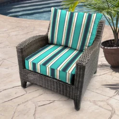 Jordan Manufacturing Custom Order Cushions Outdoor 2PC Deep Seat Chair Cushion- Sunbrella TOKEN SURFSIDE GLEN RAVEN