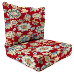 Jordan Manufacturing Custom Order Cushions Outdoor 2PC Deep Seat Chair Cushion-DAELYN CHERRY RICHLOOM
