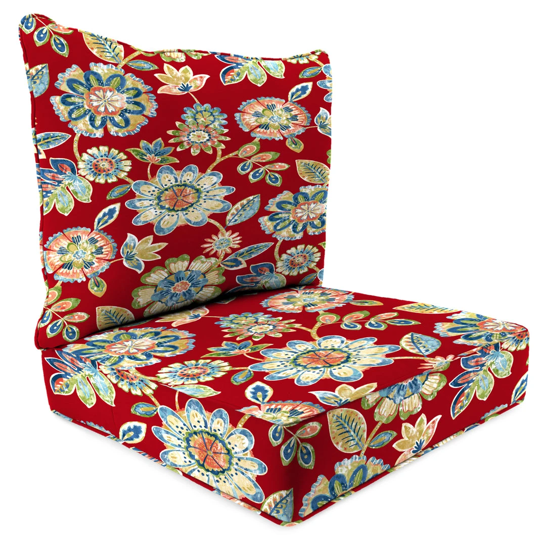 Jordan Manufacturing Custom Order Cushions Outdoor 2PC Deep Seat Chair Cushion-DAELYN CHERRY RICHLOOM 1 Jordan Manufacturing Custom Order Cushions Outdoor 2PC Deep Seat Chair Cushion-DAELYN CHERRY RICHLOOM