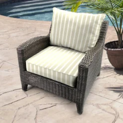 Jordan Manufacturing Outdoor 2PC Deep Seat Chair Cushion- Sunbrella CAST MIST GLEN RAVEN