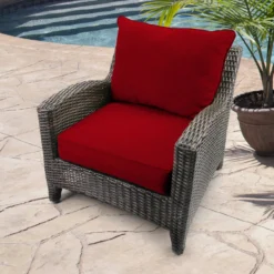 Jordan Manufacturing Outdoor 2PC Deep Seat Chair Cushion-MCHUSK BERRY RICHLOOM