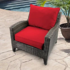 Jordan Manufacturing Outdoor 2PC Deep Seat Chair Cushion- Sunbrella CANVAS JOCKEY ACR RED ACR GLEN RAVEN