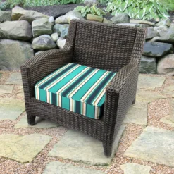 Jordan Manufacturing Outdoor Boxed Edge Deep Seat Cushion- Sunbrella TOKEN SURFSIDE GLEN RAVEN Custom Order Cushions