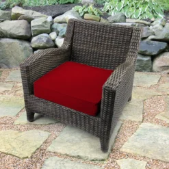 Jordan Manufacturing Outdoor Boxed Edge Deep Seat Cushion-MCHUSK BERRY RICHLOOM Custom Order Cushions