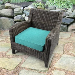 Jordan Manufacturing Outdoor Boxed Edge Deep Seat Cushion-TORY CARIBE RICHLOOM