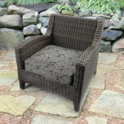 Jordan Manufacturing Custom Order Cushions Outdoor Boxed Edge Deep Seat Cushion-TALIA NOIR RICHLOOM