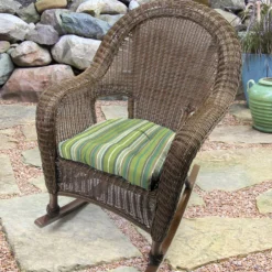 Jordan Manufacturing Custom Order Cushions Set Of 2 Outdoor 18" Wicker Chair Cushions-Sunbrella FOSTER SURFSIDE RAVEN