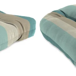 Jordan Manufacturing Set Of 2 Outdoor 18" Wicker Chair Cushions-Sunbrella GETAWAY MIST GLEN RAVEN