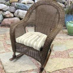 Jordan Manufacturing Custom Order Cushions Set Of 2 Outdoor 18" Wicker Chair Cushions-Sunbrella CAST MIST GLEN RAVEN