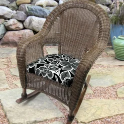 Jordan Manufacturing Set Of 2 Outdoor 18" Wicker Chair Cushions-HALSEY SHADOW RICHLOOM Custom Order Cushions
