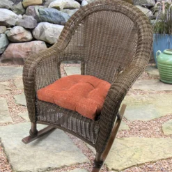 Jordan Manufacturing Set Of 2 Outdoor 18" Wicker Chair Cushions-TORY SUNSET RICHLOOM