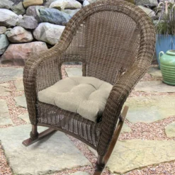 Jordan Manufacturing Custom Order Cushions Set Of 2 Outdoor 18" Wicker Chair Cushions-TORY BISQUE RICHLOOM