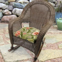 Jordan Manufacturing Custom Order Cushions Set Of 2 Outdoor 18" Wicker Chair Cushions-TAHITI SUNRISE RICHLOOM