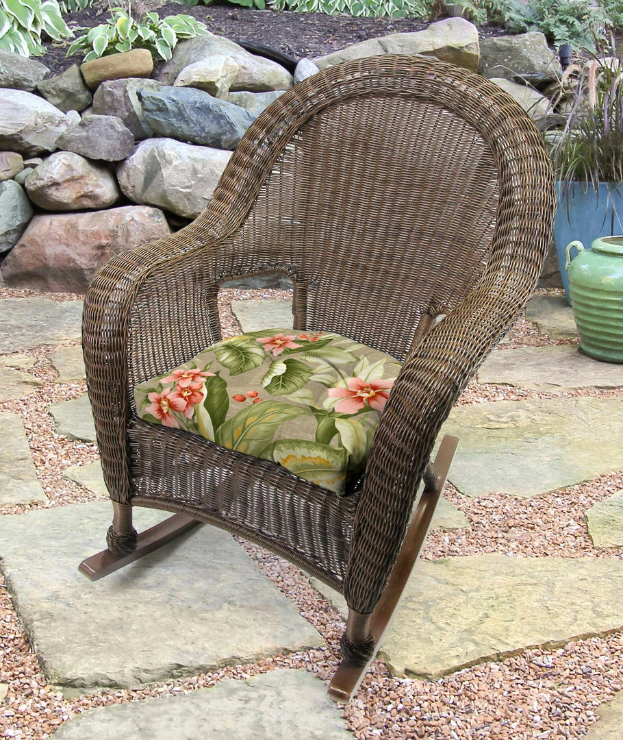Jordan Manufacturing Custom Order Cushions Set Of 2 Outdoor 18" Wicker Chair Cushions-TAHITI SUNRISE RICHLOOM 2 Jordan Manufacturing Custom Order Cushions Set Of 2 Outdoor 18" Wicker Chair Cushions-TAHITI SUNRISE RICHLOOM