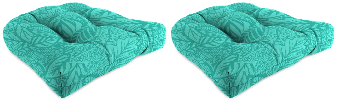 Jordan Manufacturing Set Of 2 Outdoor 18" Wicker Chair Cushions-MAVEN LAGOON Custom Order Cushions 1 Jordan Manufacturing Set Of 2 Outdoor 18" Wicker Chair Cushions-MAVEN LAGOON Custom Order Cushions