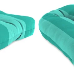 Jordan Manufacturing Set Of 2 Outdoor 18" Wicker Chair Cushions-PREVIEW LAGOON