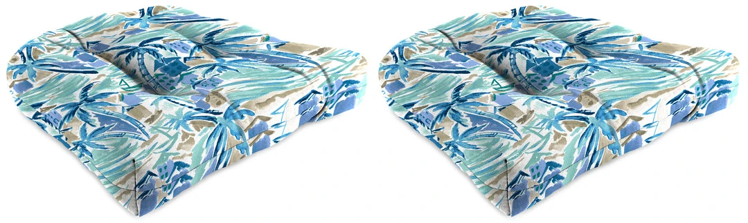 Jordan Manufacturing Set Of 2 Outdoor 18" Wicker Chair Cushions-BALLYFIN BAY BLUE RICHLOOM 1 Jordan Manufacturing Set Of 2 Outdoor 18" Wicker Chair Cushions-BALLYFIN BAY BLUE RICHLOOM